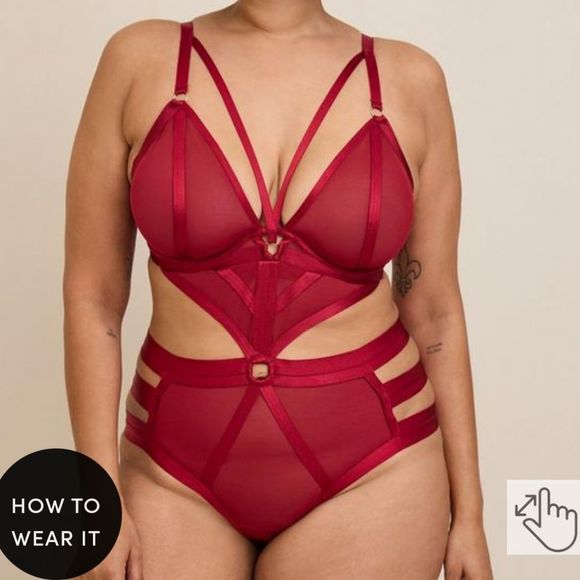 torrid Other - *Torrid Red overt Strappy mesh bodysuit New